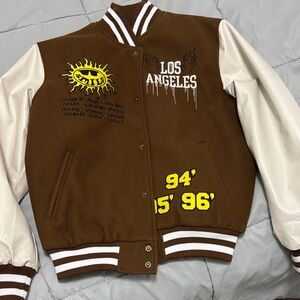 PacSun Brown and White Varsity Jacket